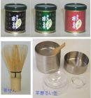 抹茶、茶筅、茶篩缶